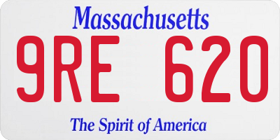 MA license plate 9RE620