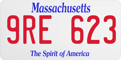 MA license plate 9RE623