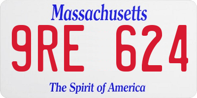 MA license plate 9RE624