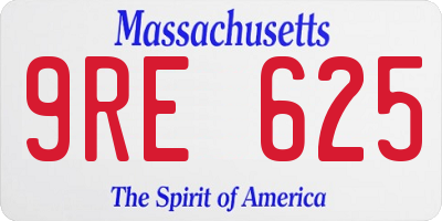 MA license plate 9RE625