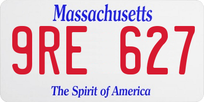 MA license plate 9RE627