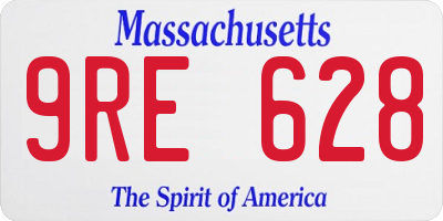 MA license plate 9RE628