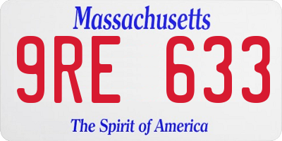MA license plate 9RE633
