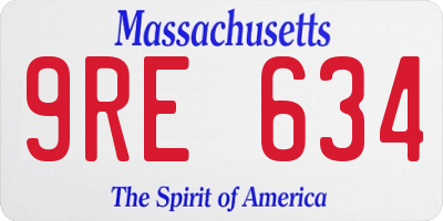 MA license plate 9RE634