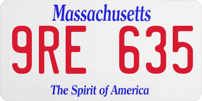 MA license plate 9RE635