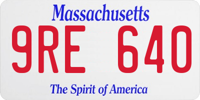 MA license plate 9RE640