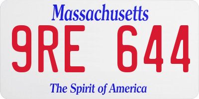 MA license plate 9RE644