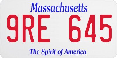 MA license plate 9RE645