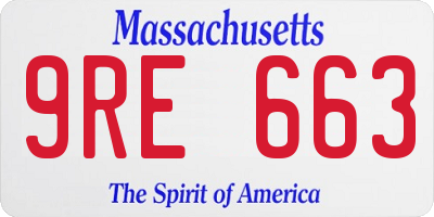 MA license plate 9RE663