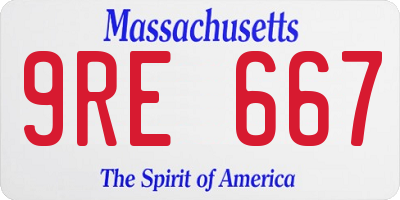 MA license plate 9RE667