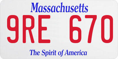 MA license plate 9RE670