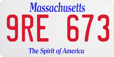 MA license plate 9RE673