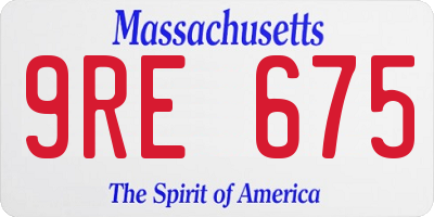 MA license plate 9RE675