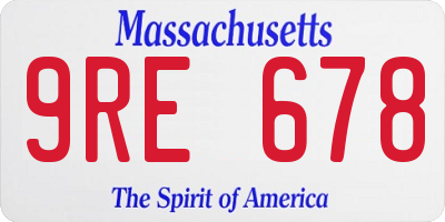 MA license plate 9RE678