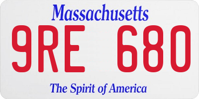 MA license plate 9RE680
