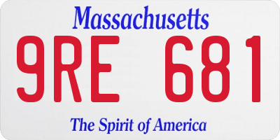 MA license plate 9RE681