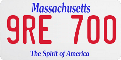 MA license plate 9RE700