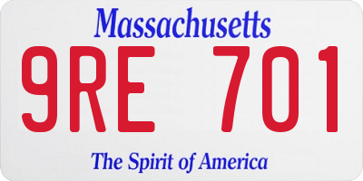 MA license plate 9RE701