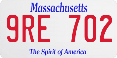 MA license plate 9RE702