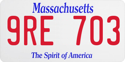 MA license plate 9RE703