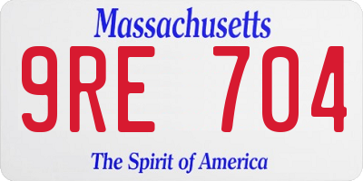 MA license plate 9RE704
