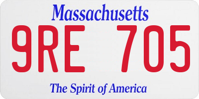 MA license plate 9RE705