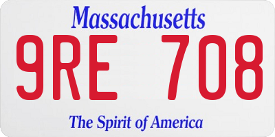 MA license plate 9RE708