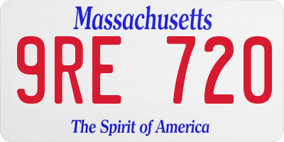 MA license plate 9RE720