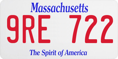 MA license plate 9RE722