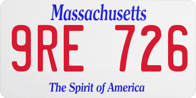 MA license plate 9RE726