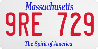 MA license plate 9RE729