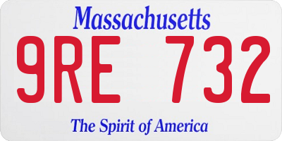 MA license plate 9RE732