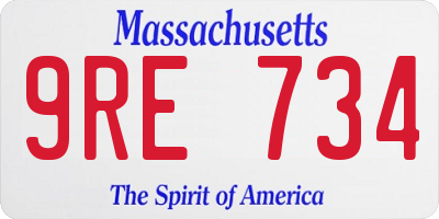 MA license plate 9RE734
