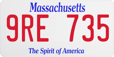 MA license plate 9RE735