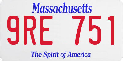 MA license plate 9RE751