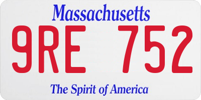 MA license plate 9RE752