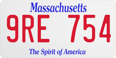 MA license plate 9RE754