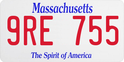 MA license plate 9RE755