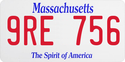MA license plate 9RE756