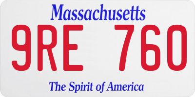 MA license plate 9RE760