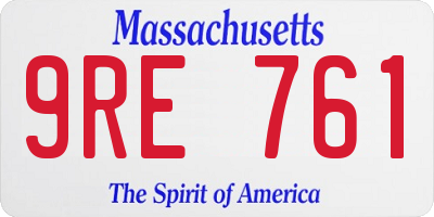 MA license plate 9RE761