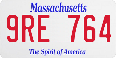 MA license plate 9RE764