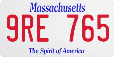 MA license plate 9RE765