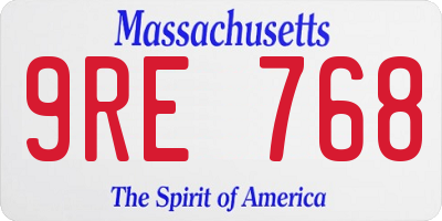 MA license plate 9RE768