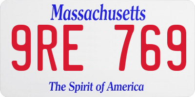 MA license plate 9RE769