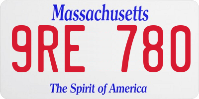 MA license plate 9RE780
