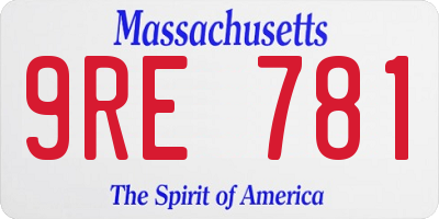 MA license plate 9RE781
