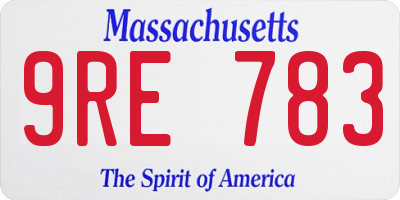 MA license plate 9RE783