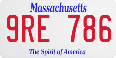 MA license plate 9RE786