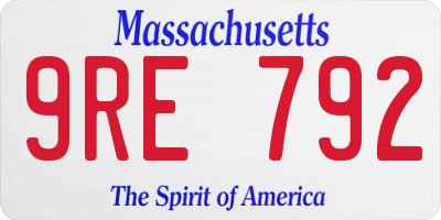 MA license plate 9RE792